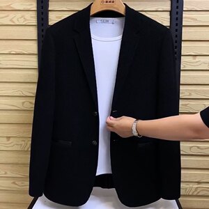 
European station 2025 spring and autumn men's high-end knitted suit jackets are fashionable and versatile, business casual, slim and handsome