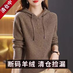 Hooded Sweatshirt for Women, Early Spring 2026 New Popular Casual Cashmere Knit Sweater, Korean Style Loose Base Shirt