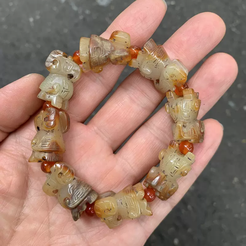 唐宋和田玉白玉籽料羊脂玉玉马手把件挂件古玉老玉器文玩古董古玩