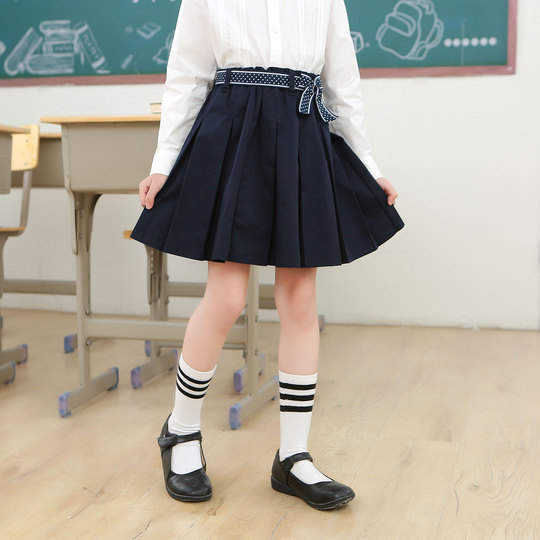 園児用ネイビー プリーツスカート（子供用カーキ学生服スカート - 女子 