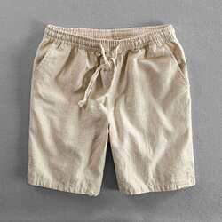 Home Casual Cool and Comfortable Quarter-Length Shorts for Men, Summer Breathable Linen Knee-Length Straight Casual Shorts