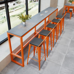 Industrial Style Slate Long Table Bar Table Milk Tea Shop Bar Leisure Bar Restaurant Balcony Home Wall High Table and Chairs