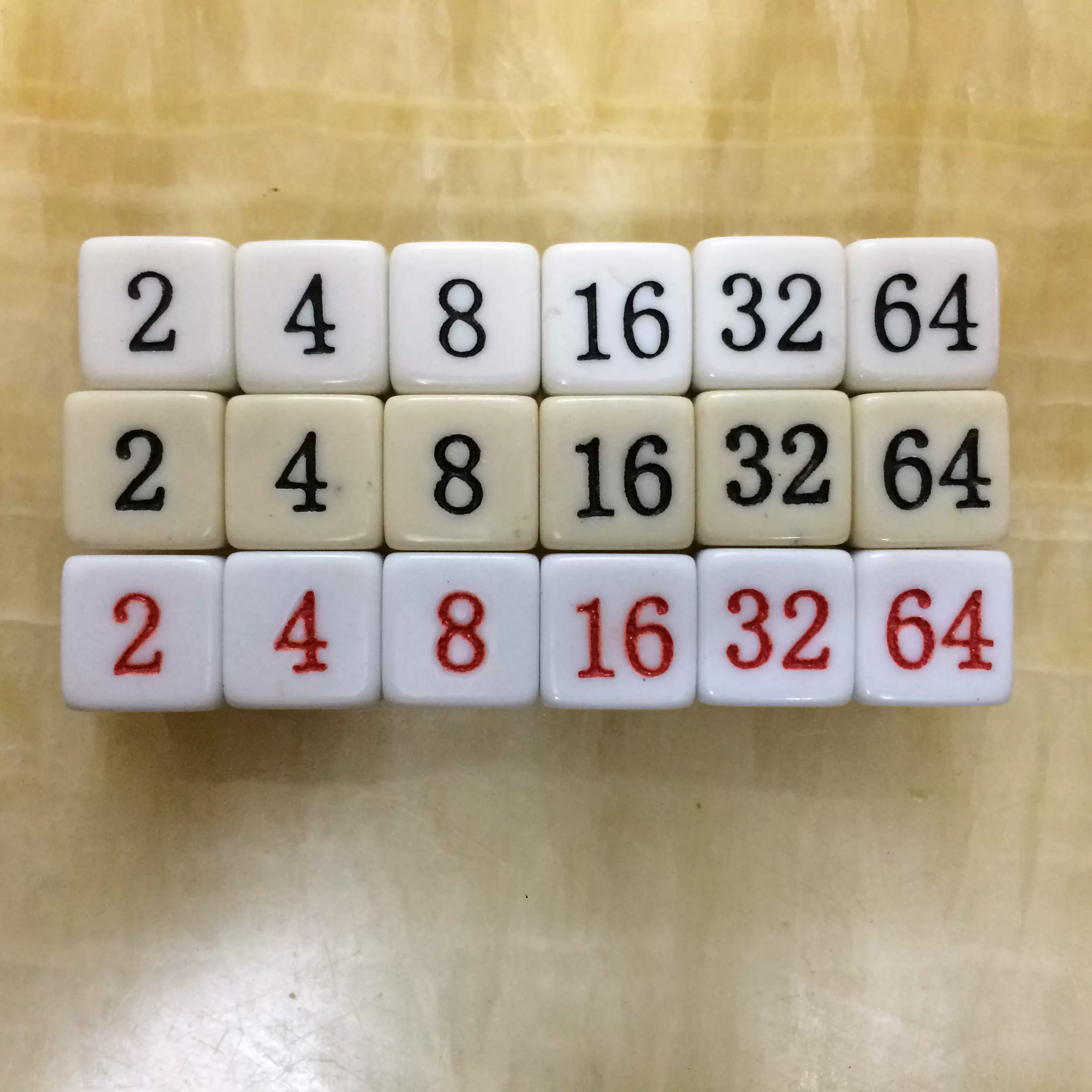 16mm和10mm方角和圆角倍数骰子数字2 4 8 16 32 64