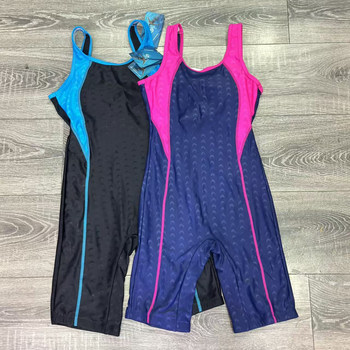 Women's imitation shark leather professional competition flat corner five-point pants large backless simple piece training suit one-piece swimsuit