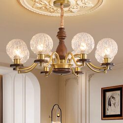 Medieval Style Chandelier All Copper Living Room Main Light Solid Wood American Retro French Light Luxury Restaurant Antique Bedroom Study