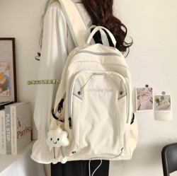 Lightweight Schoolbag for Women, Niche Design, Simple Lettering, Middle School and College Students Backpack, Outdoor Outing Style Backpack