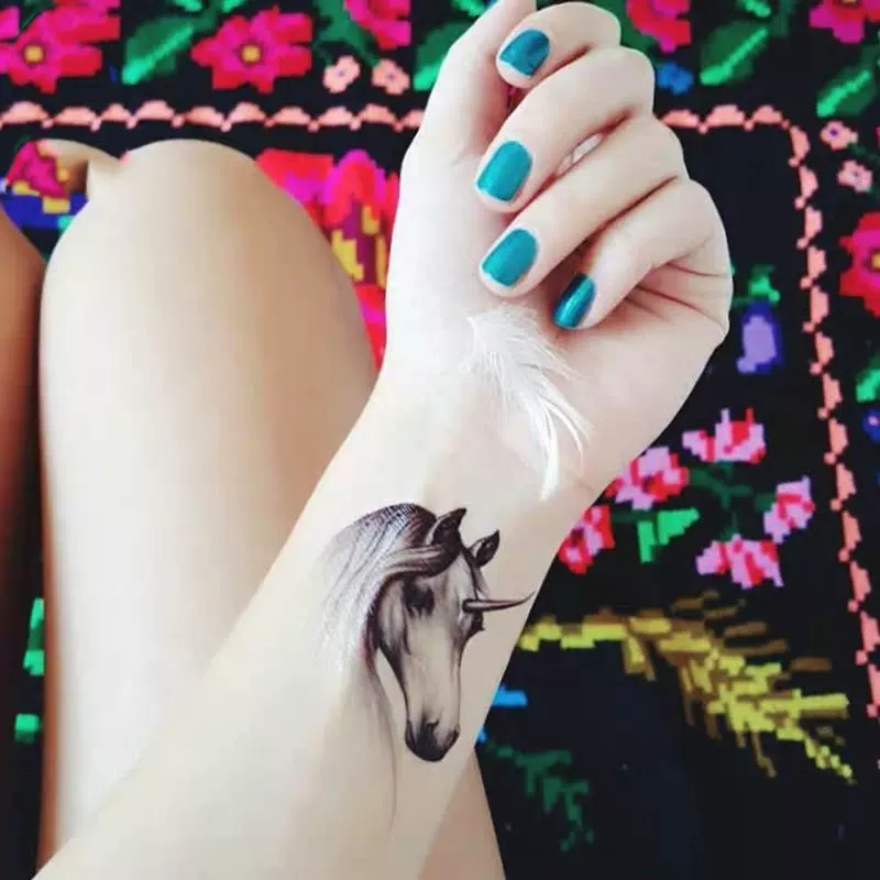 独角兽马纹身贴防水防汗持久韩国仿真纹身男女个性小清新文身贴纸