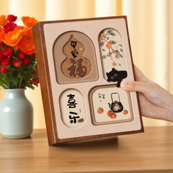 Leather Chinese-Style Photo Album, Large-Capacity Commemorative Album with Insert Pages for 5-Inch and 6-Inch Photos, Family and Baby Growth Photo Album