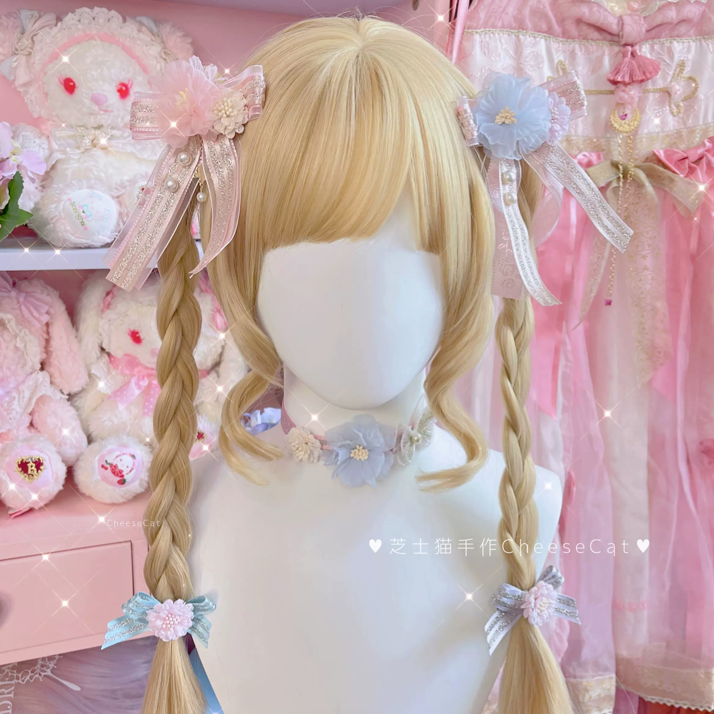 芝士猫手作】原创baby春丽樱茶天国少女云宝lolita小物头饰发夹-Taobao