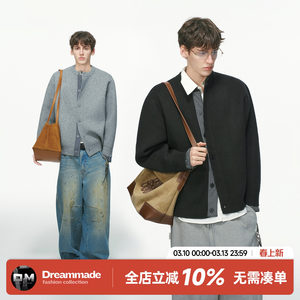 
Dream made plaid patchwork cardigan sweater for men in spring and autumn thickened fake two-piece henley collar sweater jacket