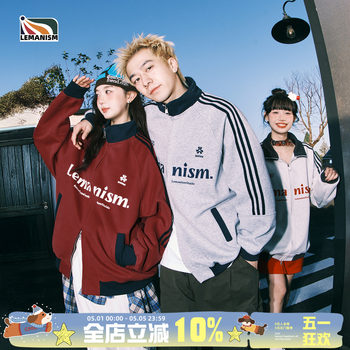 lemanism baseball ເສື້ອ jacket ສີແດງຜູ້ຊາຍ stand collar ພາກຮຽນ spring ຄູ່ນ່ຶກິລາອາເມລິກາ jacket ເທິງ sweatshirt ແມ່ຍິງ