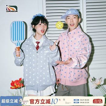 lemanism ອາເມລິກາ trendy starry collar jacket ຄູ່ cardigan ຜູ້ຊາຍ 2026 ໃຫມ່ tops jacket ແມ່ຍິງ