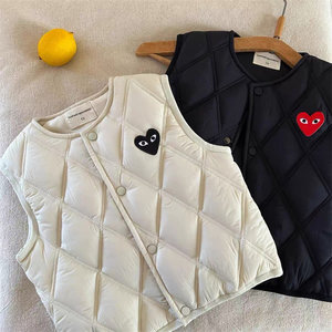
Boys and girls down cotton vest warm autumn and winter clothing children's rhombus vest coat baby quilted warm vest