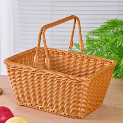 Handmade Rattan-Like Woven Shopping Basket, Supermarket Bread Snack Square Reinforced Picnic Basket, Egg Basket, Shopping Basket