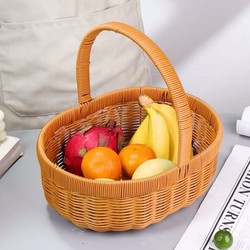 Rattan Shopping Basket, Grocery Basket, Egg Basket, Large Tote Basket, Picnic Basket, Hand-Woven Mushroom and Fruit Basket