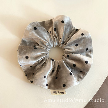 
Autumn and winter high-end gray velvet polka-dot large intestine hair tie for women with Korean style hair bun hair rope headband