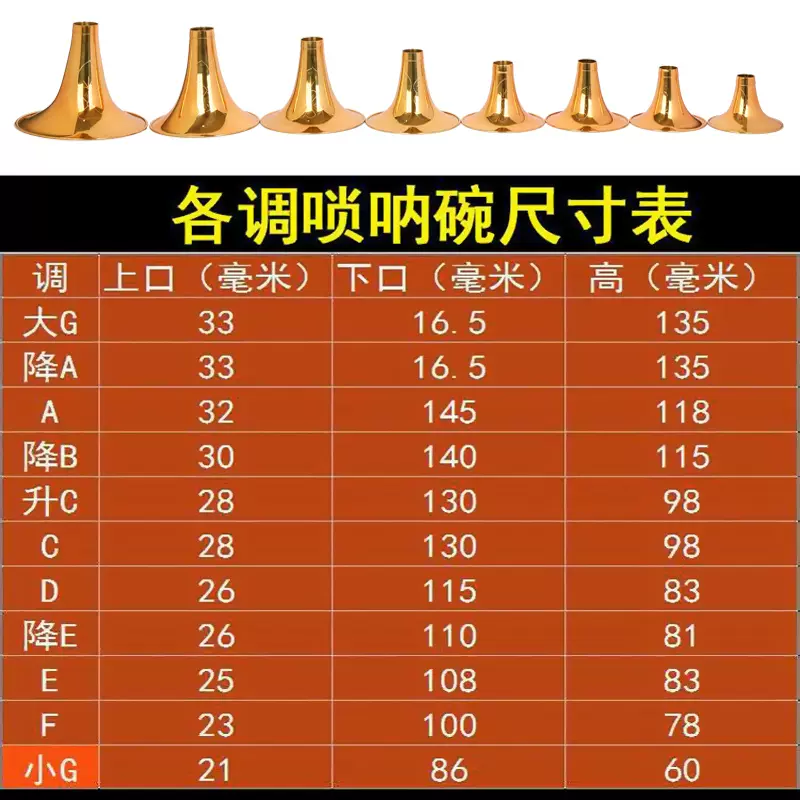 乐器配件黄铜漆金刻花唢呐碗大g ad降唢呐碗 黄铜雕花碗 包邮