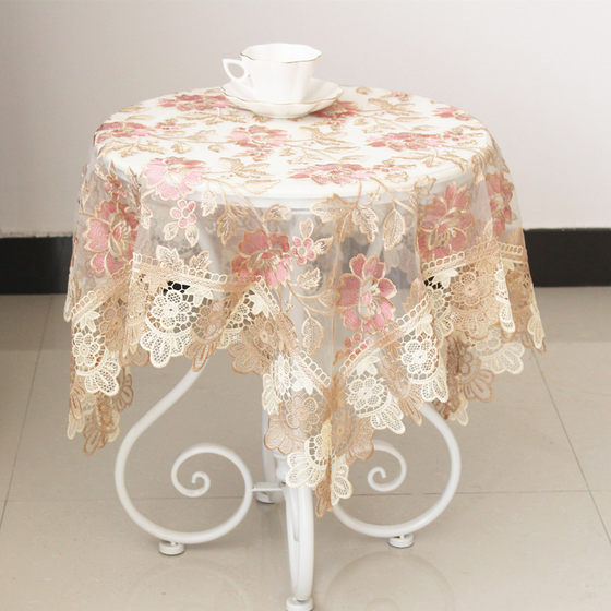 Coffee table cloth European -style lace dining table cloth cloth bedside table cabinet transparent round table cloth TV cabinet cloth