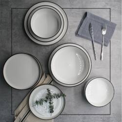 Simple Nordic Dessert Salad Plates and Bowls Ceramic Tableware Set for Italian Pasta and Trendy Chaozhou Hotel