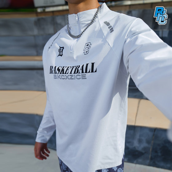 
bkcxzice icebreaking genuine semi-zipper American football training suit men's quick drying clothes basketball long-sleeved sports t-shirt