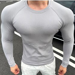 Autumn and Winter Professional Fitness Clothing for Men, Long-Sleeved Running Training Breathable Quick-Drying Expansion Moisture-Wicking Sweat-Wicking Tight-Fitting T-Shirt