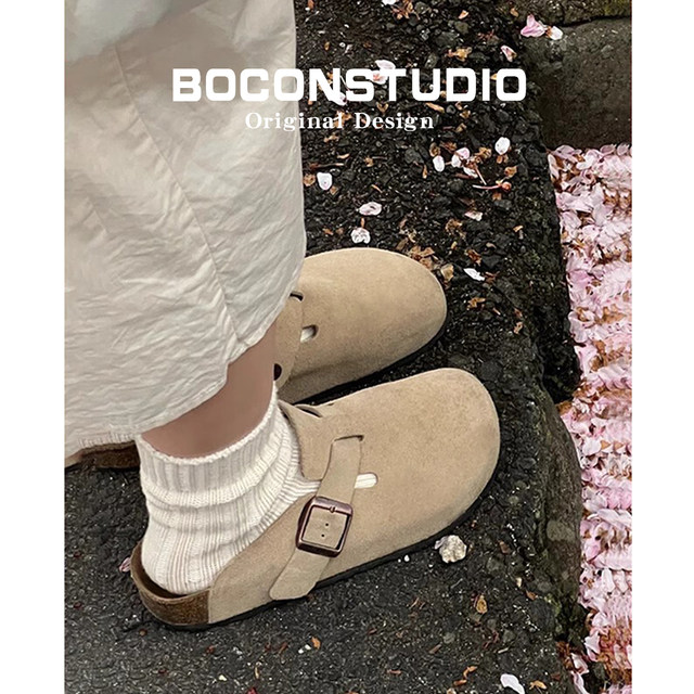 Leather Birken Shoes for women in summer, wearing arch support for fishing, Boken thick-soled half-slippers for men