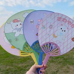 Large Cartoon Plastic Fan, Cute Oval Hand-Cranked Fan for Students and Children, Mosquito Repellent and Cooling Fan for Summer