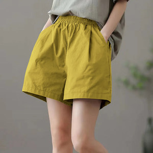 
Shorts for women in summer, thin elastic waist loose small A-line slim casual sports wide-leg mid-leg pants ins trendy