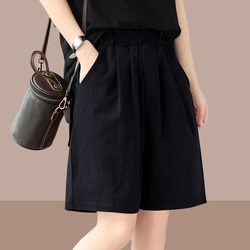 Pure Cotton Casual Sports Shorts for Women, Summer 2024, Thin, Versatile, Loose, High-Waisted, Slimming, Straight-Leg, Knee-Length Shorts