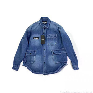 
Japanese denim jacket shirt retro rock denim silhouette version artistic comfortable distressed jacket trendy motorcycle shirt