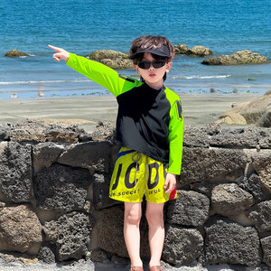
Dopamine boy swimsuit medium and large children long-sleeved quick-drying swimsuit junior high school students on the beach vacation sun protection swimsuit