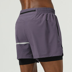 Liofro Running Fitness Training Two-In-One Shorts Marathon Ultra-Light Quick-Drying Elastic Breathable Sports Three-Quarter Pants