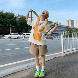 Japanese-Style Khaki Cargo Shorts for Women, Summer Loose High-Waisted Petite Sports Shorts, Straight-Leg Casual Mid-Length Pants