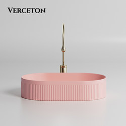 Personalized Artistic Cherry Blossom Pastel Color Countertop Ceramic Integrated Wash Basin Single Basin Balcony Washstand Face Wash Basin