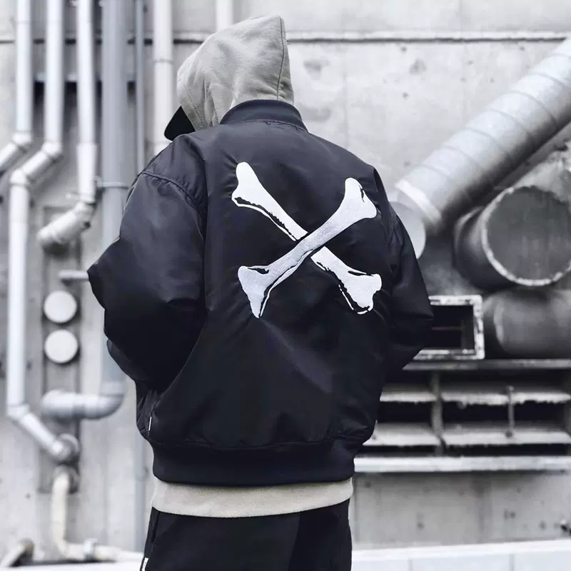 21AW WTAPS TEAM JACKET TWILL日系刺繡骨頭寬鬆飛行棒球夾克外套-Taobao