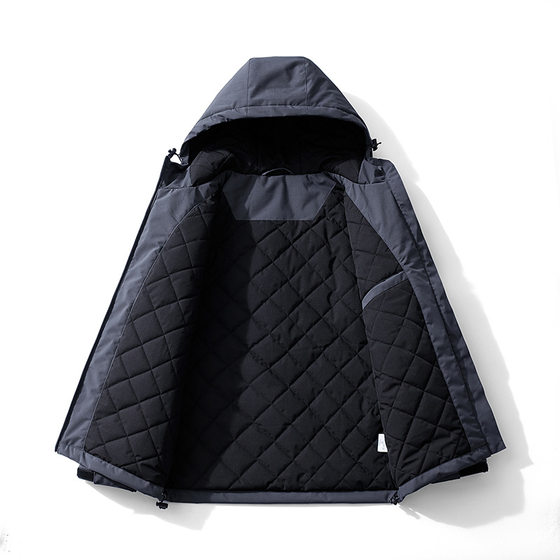 
New autumn and winter outdoor sports cotton coats for men, windproof and waterproof cotton clothes for couples, cold-proof and warm quilted hooded jackets