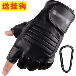 Genuine Leather Half-Finger Gloves for Men, Outdoor Tactical Training, Sheepskin, Special Forces Military Enthusiast Gear, Cycling, Non-Slip