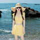 Yellow split swimsuit women's 2025 new high-end split skirt slim swimsuit vacation swimsuit small breast swimsuit