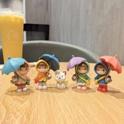 Cute Cartoon Desktop Umbrella-Holding Character Figurine ins Creative Office Healing Decoration Micro Landscape