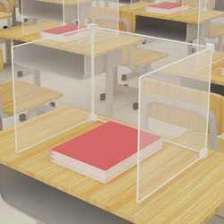 Office Partition Booth Screen Restaurant Isolation Board Fence Desktop Workstation Divider Three-Sided Fixed 46 Transparent