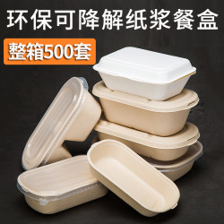 Disposable High-End Paper Pulp Lunch Boxes for Takeout, Fast Food, Bento, Salad, Eco-Friendly Fitness Light Meal Boxes, Whole Box