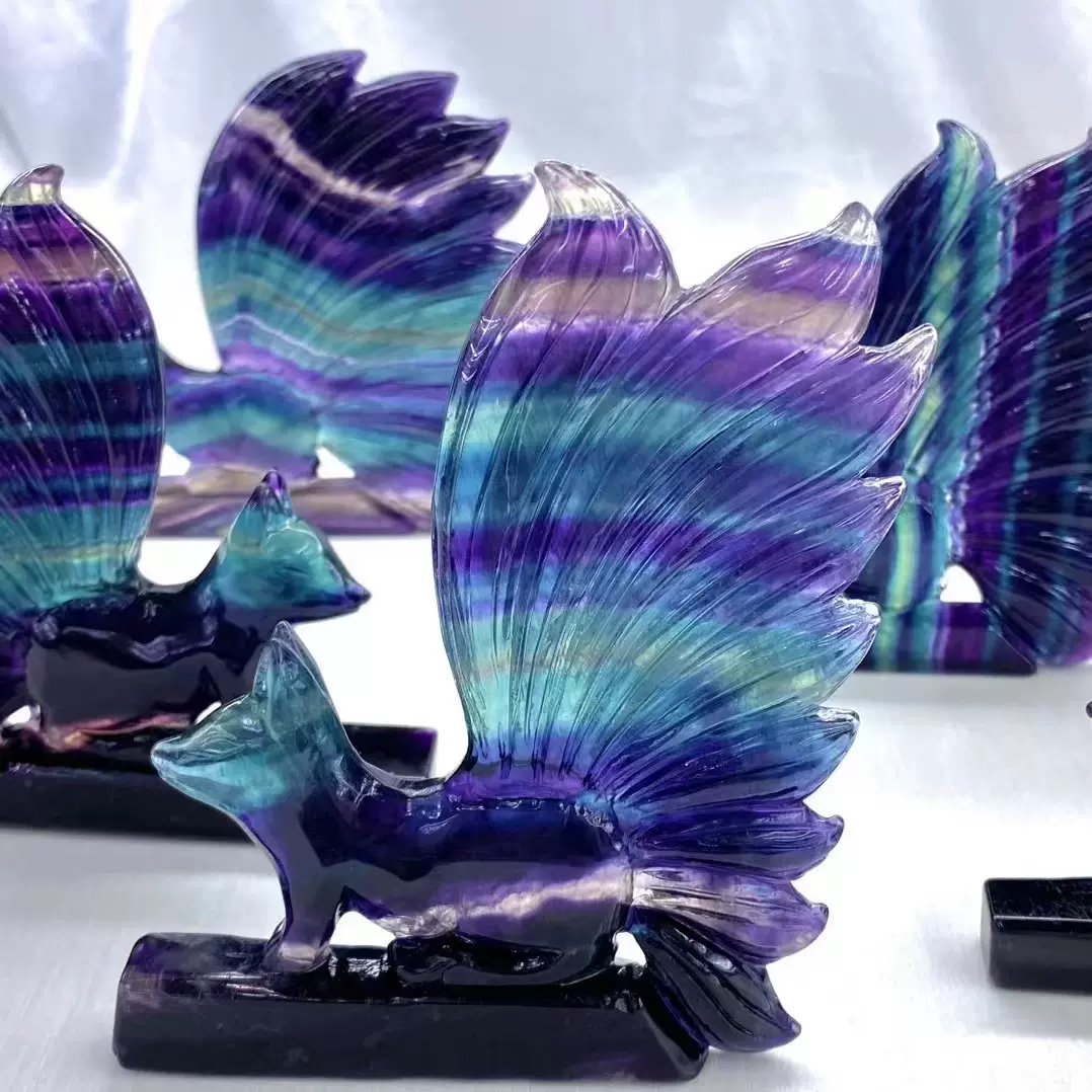 天然石トロレアイトの九尾狐　置物　彫物NO.090818 天然石トロレアイトの九尾狐 置物 彫物NO.090818