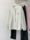 American style unique and thin sweatshirt jacket for women's spring and autumn gray heavy embroidered design baseball uniform