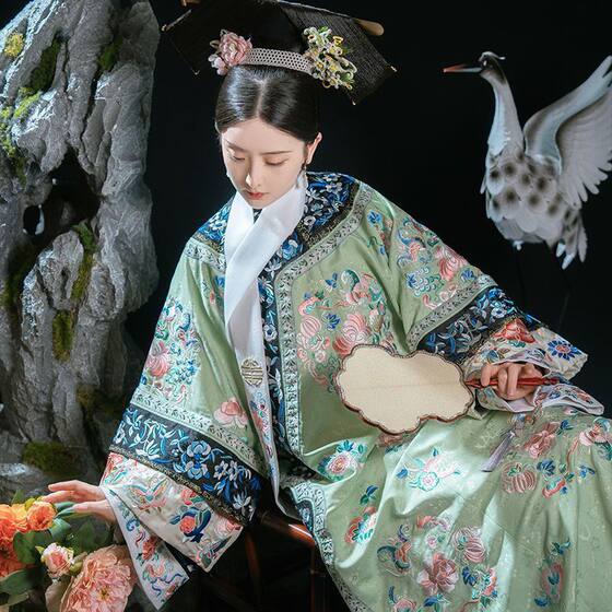 Nan Yaji, the concubine of the Qing Dynasty Hanfu Qing Dynasty, the Qing Dynasty Yisu Flag Printing Chinese Wind Hanfu Palace Palace Wind dress female
