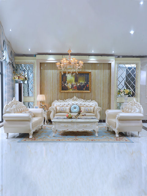 European Style Leather Sofa 123 Combination House Living Room Furniture ...