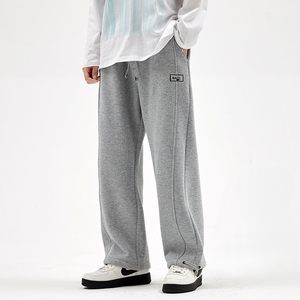 American straight-leg sports pants for men's spring and autumn large-size drawstring tie feet trousers loose-fitting student casual scimitar pants