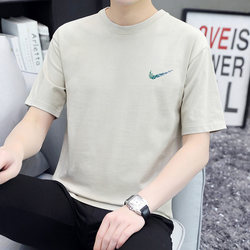 Nk Summer New Pure Cotton Short-Sleeved T-Shirt Men's Round Neck Half-Sleeved Loose Sports Casual Top for Teenagers and Students