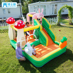 Doctor Dolphin Rabbit Inflatable Castle Home Indoor Small Children's Bouncy Castle Slide Jumping Bed Inflatable Play Castle Naughty Castle