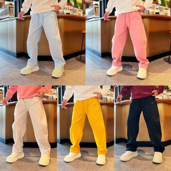 
Simple casual versatile niche handsome splicing design personalized patch men's elastic waist casual pants