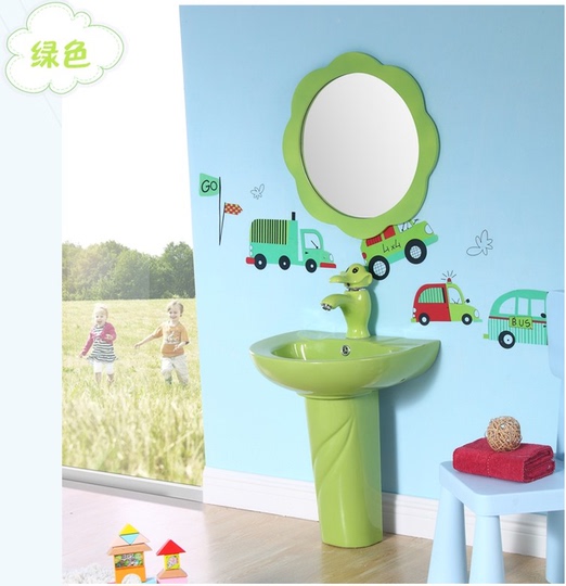Tojt 子供用セラミック洗面台 - シングルホールコラムシンク